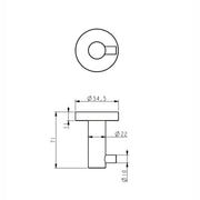 Classic Gun Metal Robe Hook technical drawing