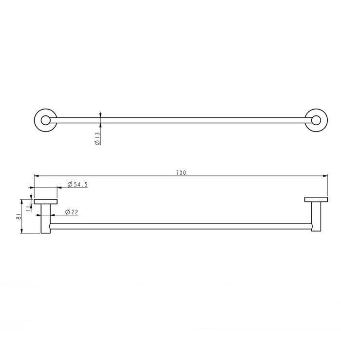 Classic Matte Black 750mm Single Towel Rail