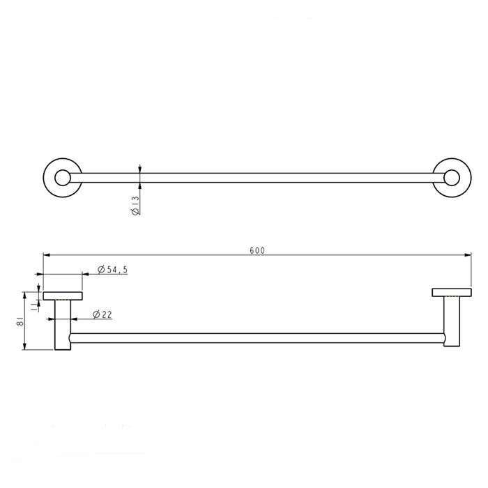 Classic Chrome 600mm Single Towel Rail
