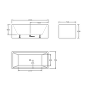Square Multifit 1600mm Gloss White Freestanding Bath - Acqua Bathrooms