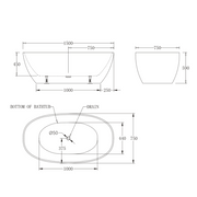 Oval Egg Shape 1500mm Gloss White Freestanding Bath - Acqua Bathrooms