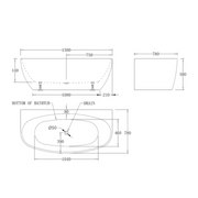 Oval Egg Shape 1500mm Gloss White Back to Wall Freestanding Bath - Acqua Bathrooms