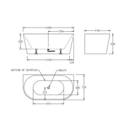 Harmony Round 1400mm Gloss White Back to Wall Freestanding Bath - Acqua Bathrooms