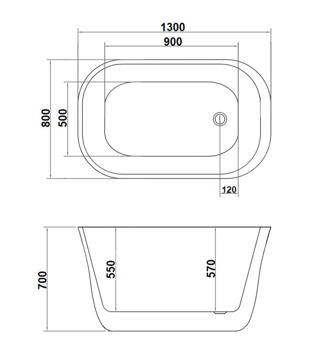 Claremont 1300mm Japanese Soaking Freestanding Bath Tub