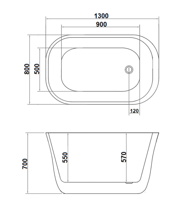 Claremont 1300mm Japanese Soaking Freestanding Bath Tub