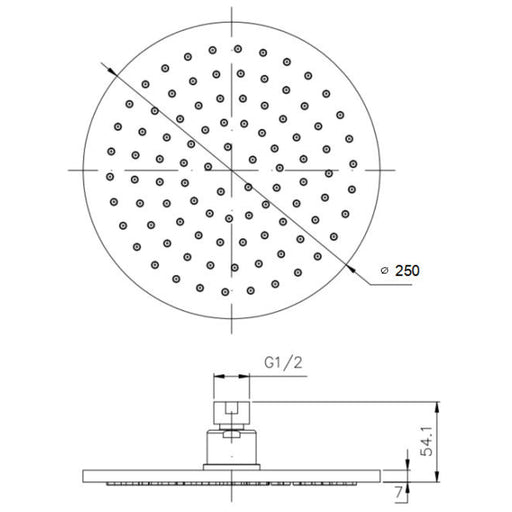 Classic Chrome 250mm Round Shower Head - Acqua Bathrooms