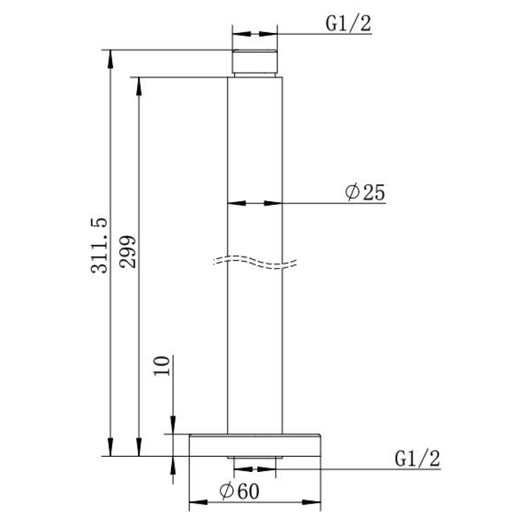 Classic Gun Metal 300mm Round Ceiling Arm - Acqua Bathrooms