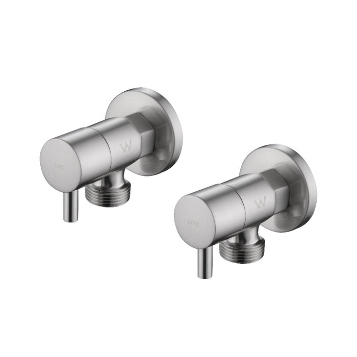 Classic Brushed Nickel Pin Washing Machine Tap Set 1/4 Turn