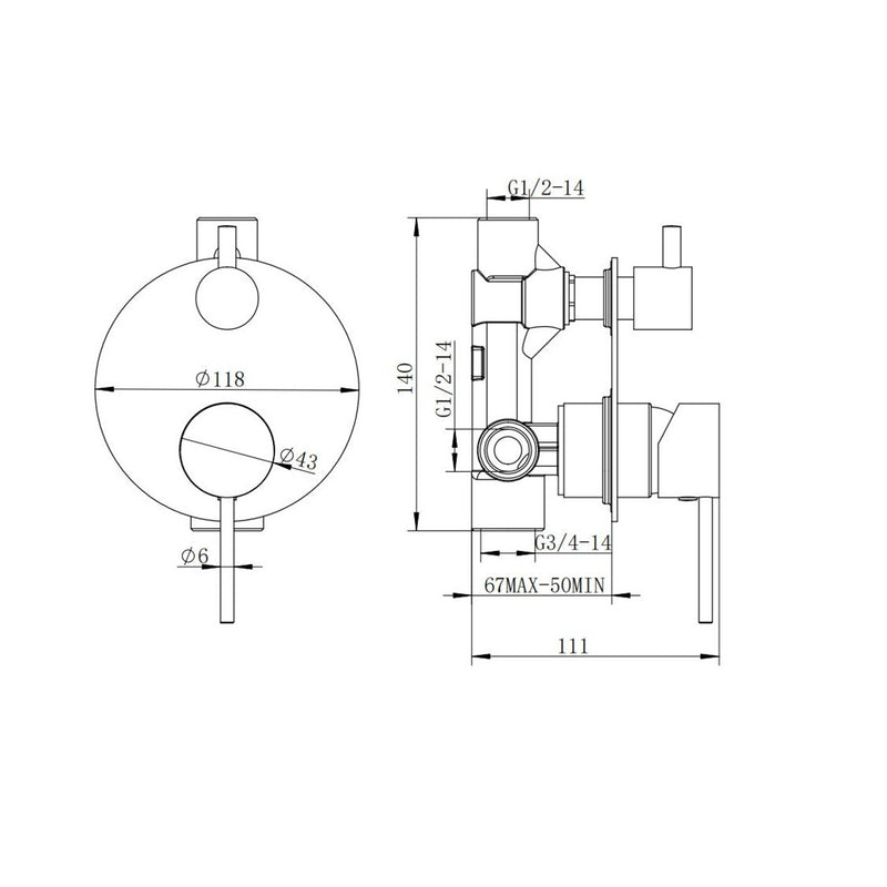 Classic Chrome Wall Mixer Diverter