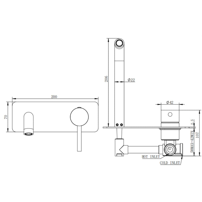 Classic Gun Metal Wall Basin Mixer Combination