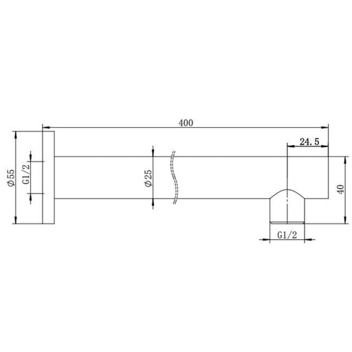 Classic Matte Black 400mm Shower Arm - Acqua Bathrooms
