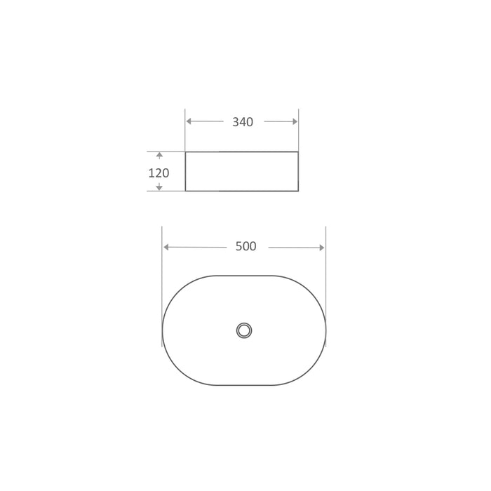 Elba 500mm Matte Gloss White Above Counter Basin