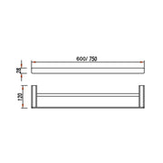 Exclusive Chrome 600mm Double Towel Rail - Acqua Bathrooms