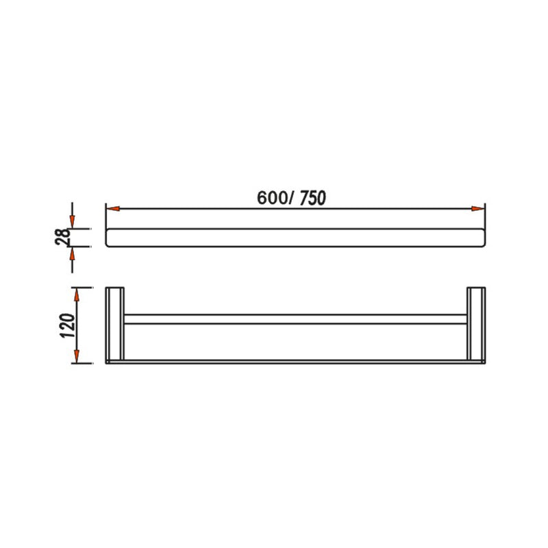 Exclusive Chrome 600mm Double Towel Rail - Acqua Bathrooms