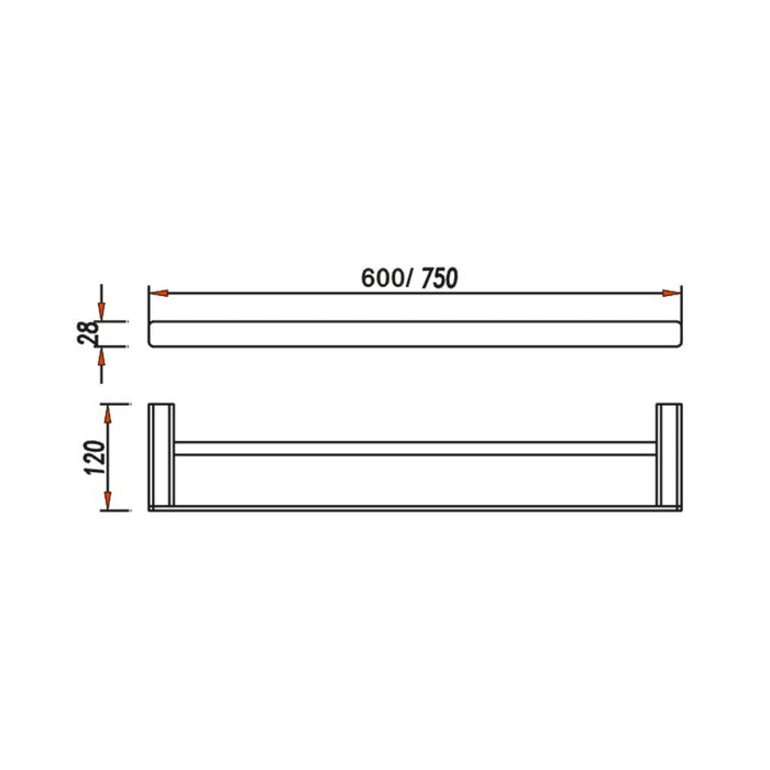 Exclusive Chrome 600mm Double Towel Rail - Acqua Bathrooms