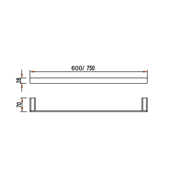 Exclusive Chrome 750mm Single Towel Rail - Acqua Bathrooms