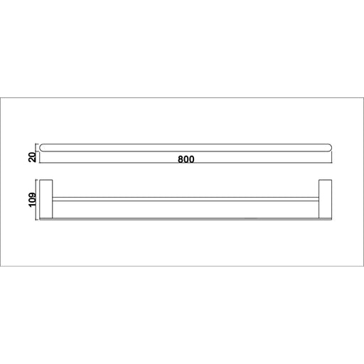 Glamour Matte Black 800mm Double Towel Rail - Acqua Bathrooms