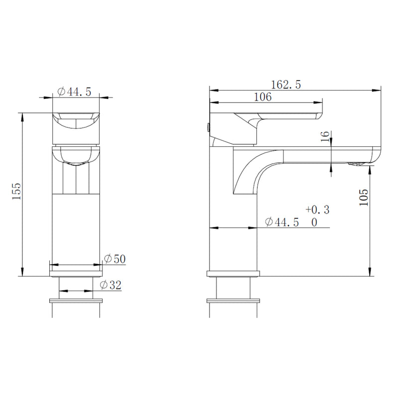 Glamour Matte Black Basin Mixer - Acqua Bathrooms