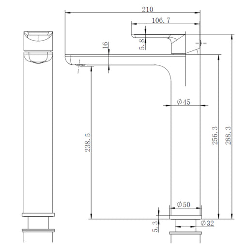 Glamour Matte Black Tall Basin Mixer - Acqua Bathrooms