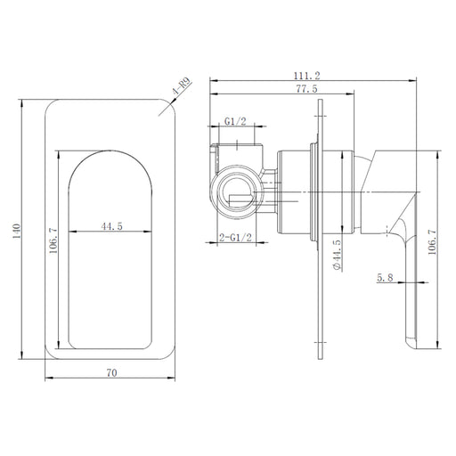 Glamour Matte Black Wall Mixer - Acqua Bathrooms