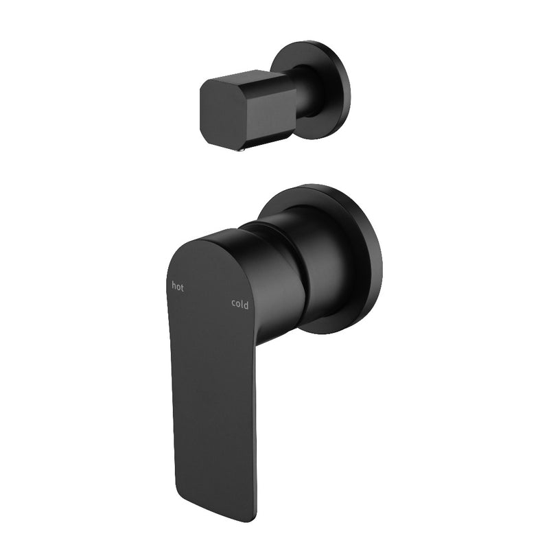 Glamour Matte Black Wall Diverter Mixer - Round Back Plates