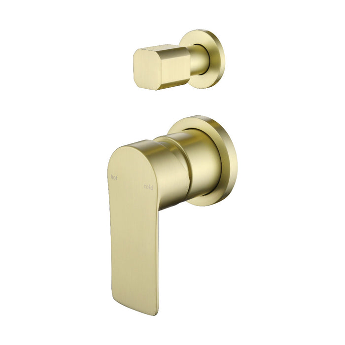 Glamour Brushed Gold Wall Diverter Mixer - Round Back Plates