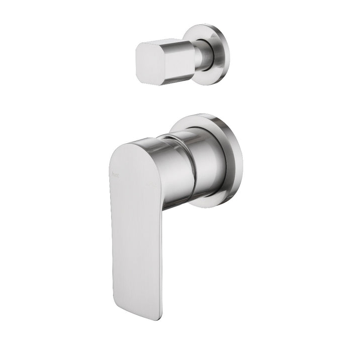 Glamour Brushed Nickel Wall Diverter Mixer - Round Back Plates