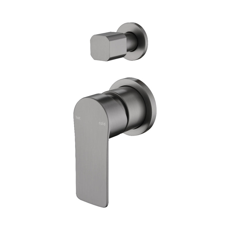 Glamour Gun Metal Wall Diverter Mixer - Round Back Plates