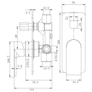 Glamour Matte Black Wall Diverter Mixer - Acqua Bathrooms