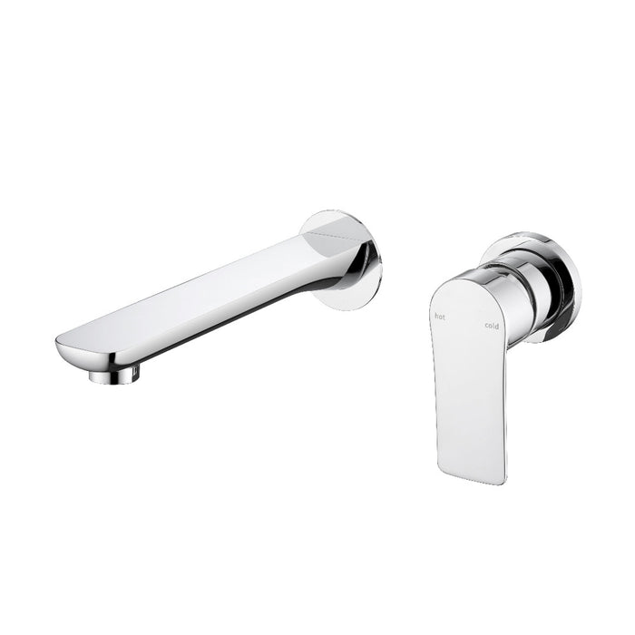 Glamour Chrome Wall Basin Mixer & Bath Spout - Round Back Plates