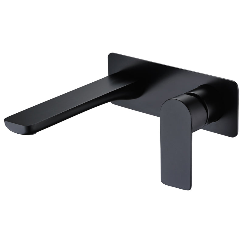 Glamour Matte Black Wall Basin Mixer & Bath Spout - Acqua Bathrooms