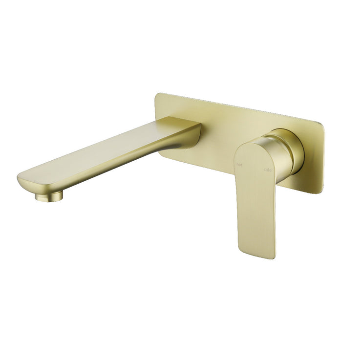 Glamour Brushed Gold Wall Basin Mixer & Bath Spout
