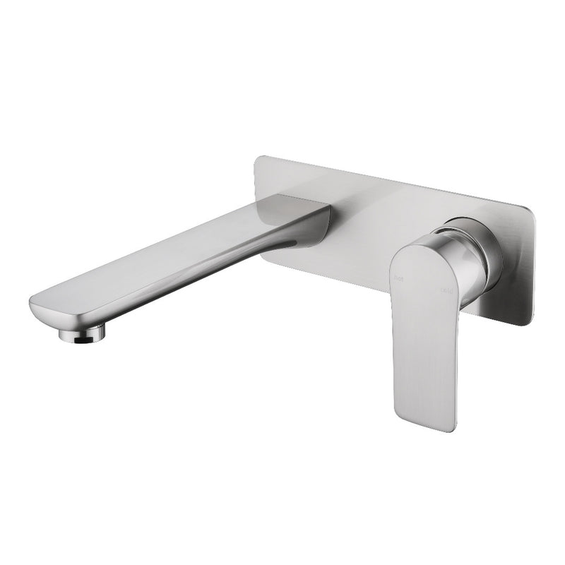 Glamour Brushed Nickel Wall Basin Mixer & Bath Spout