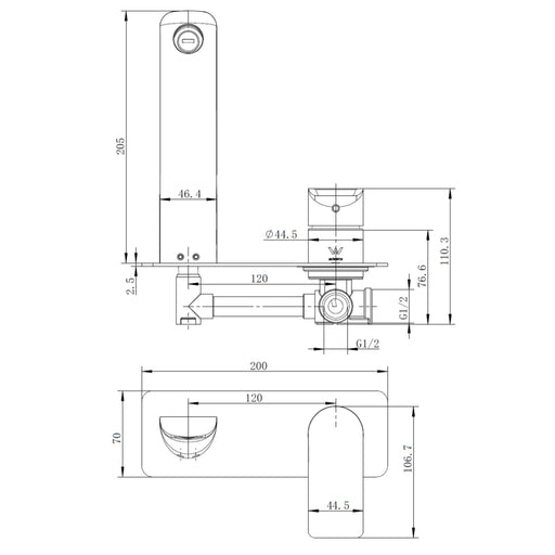 Glamour Matte Black Wall Basin Mixer & Bath Spout - Acqua Bathrooms