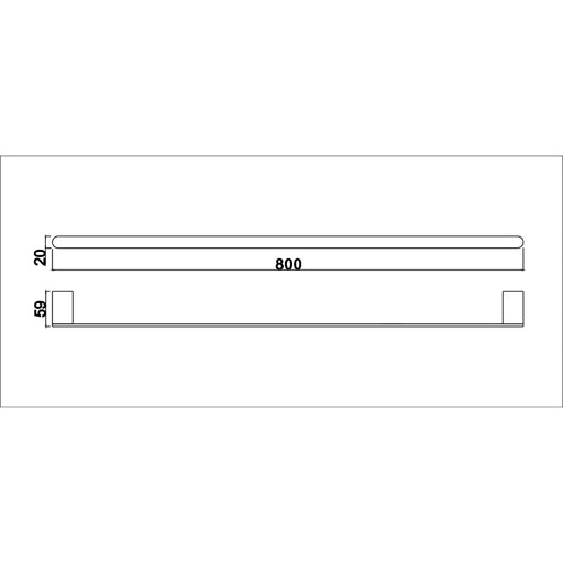 Glamour Matte Black 800mm Single Towel Rail - Acqua Bathrooms