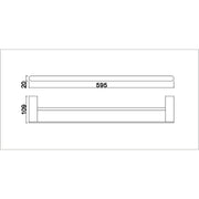 Glamour Matte Black 600mm Double Towel Rail - Acqua Bathrooms