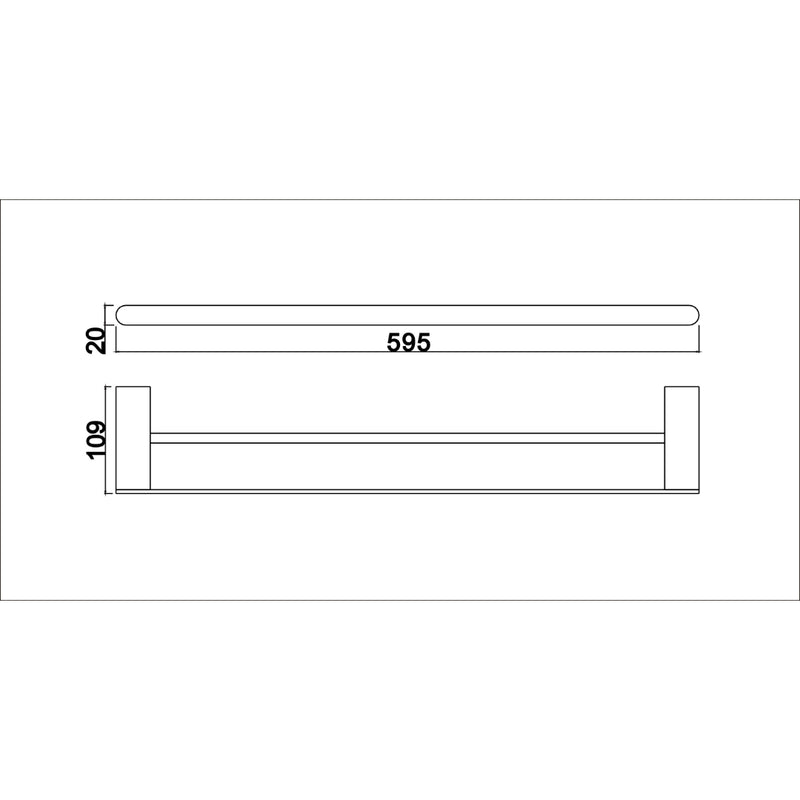 Glamour Matte Black 600mm Double Towel Rail - Acqua Bathrooms