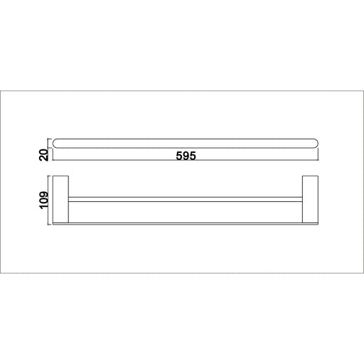 Glamour Matte Black 600mm Double Towel Rail - Acqua Bathrooms