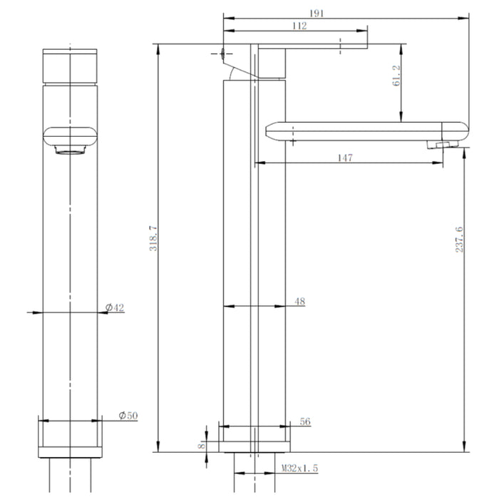 Mosman Chrome Tall Basin Mixer - Acqua Bathrooms