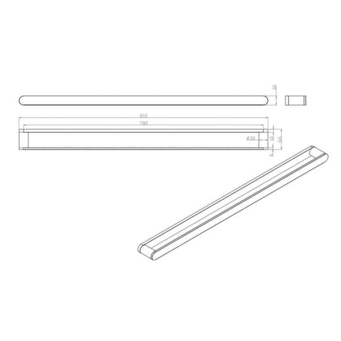 Mosman Chrome 780mm Single Towel Rail - Acqua Bathrooms