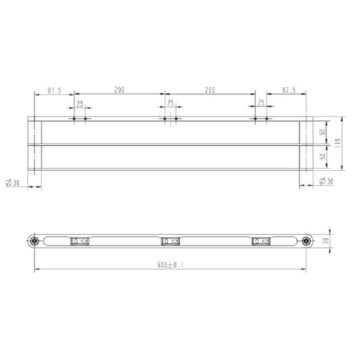 Mosman Chrome 600mm Double Towel Rail - Acqua Bathrooms