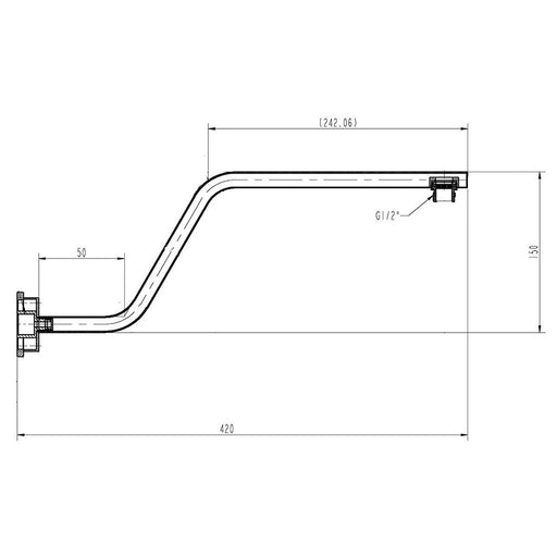 Luxury Chrome High Rise 400mm Shower Arm - Acqua Bathrooms