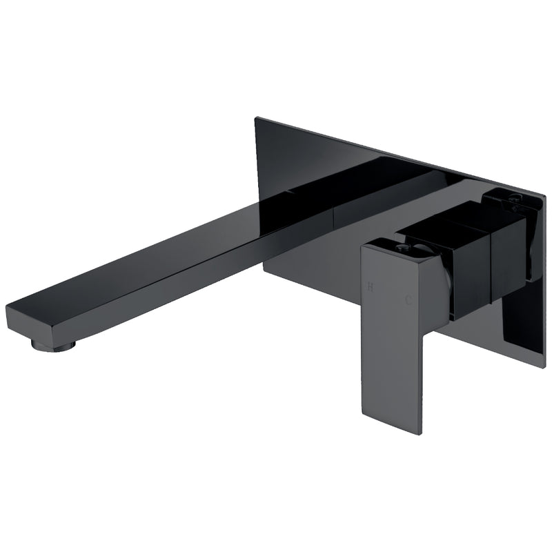 Luxury Matte Black Wall Basin Mixer & Bath Spout - Acqua Bathrooms