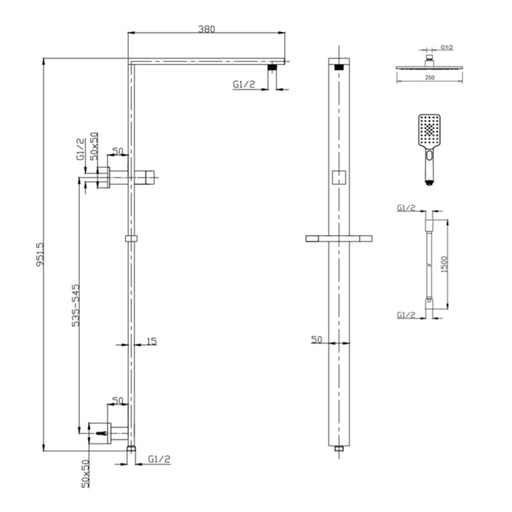 Luxury Grand Chrome Multifunction Shower Rail Set - Acqua Bathrooms