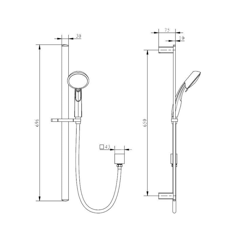 Round Matte Black Shower Rail - Acqua Bathrooms