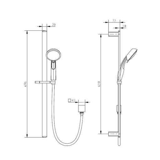 Round Matte Black Shower Rail - Acqua Bathrooms