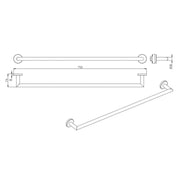 Parker Matte Black 750mm Single Towel Holder - Acqua Bathrooms