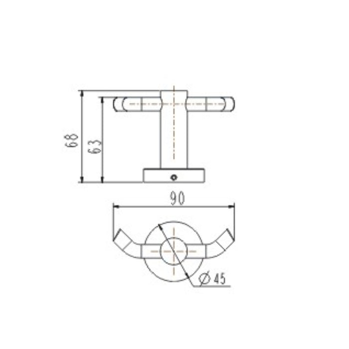 Parker Chrome Double Robe Hook - Acqua Bathrooms
