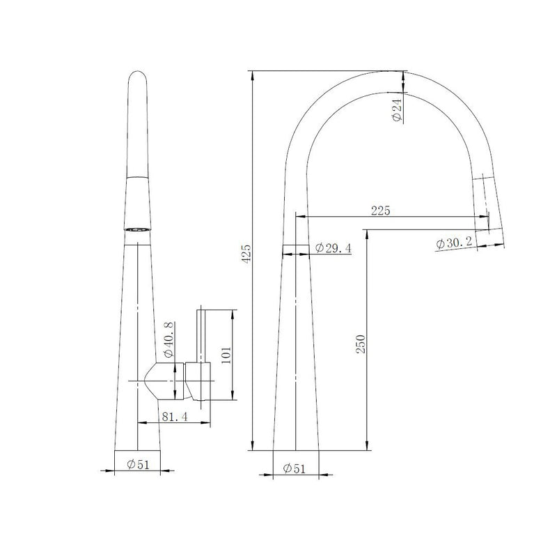 Parker Gun Metal Pull Out Kitchen Mixer - Acqua Bathrooms