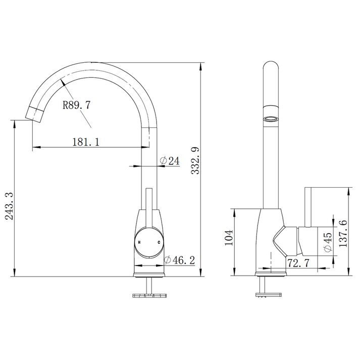 Parker Matte Black Kitchen Mixer - Acqua Bathrooms